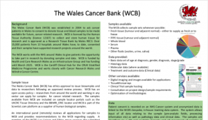 WalesCancerBank_PosterThumbnail Thumbnail image of the Wales Cancer Bank's Poster for entry to the UK Biobank of the Year Award